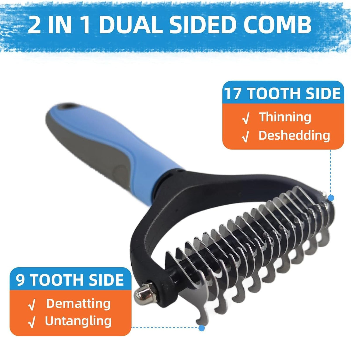 Bath Grooming Kit for Pets, Hair Brush Set with Towel - 9-Blue - image 4