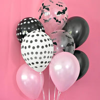Froova black and white Halloween balloons with ghost and bat prints and bat stickers - view 12