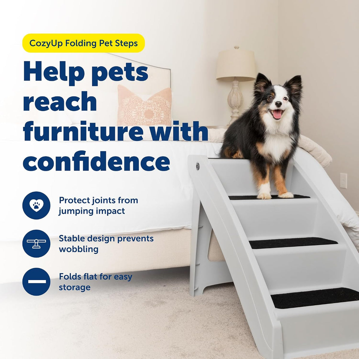 PetSafe CozyUp Folding Dog Stairs - Bed - 25 Inches Tall / Gray - image 2