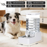 2.4Gallon Dog Water Bowl Dispenser for Dogs:Leak Resistant Waterer – Essentials for Dogs - White with Lid & Filter / 10L - image 2
