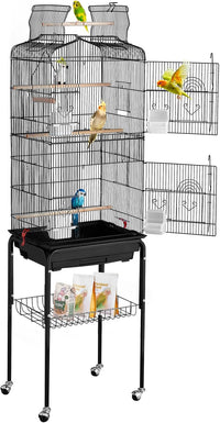 VEVOR 64-inch Open Top Large Parrot Bird Cage with Detachable Rolling - 18.0"L x 14.0"W x 59.5"H