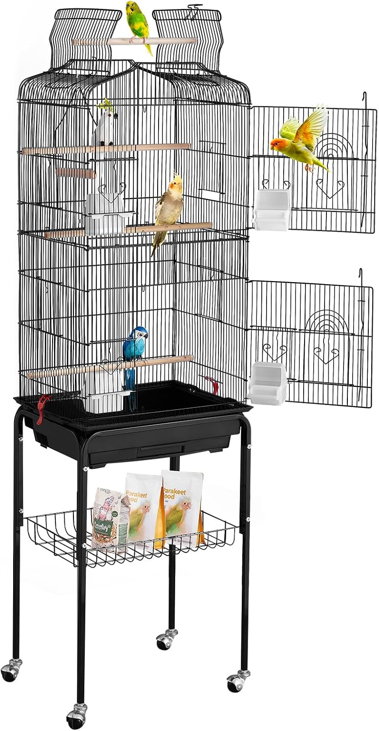 VEVOR 64-inch Open Top Large Parrot Bird Cage with Detachable Rolling - 18.0"L x 14.0"W x 59.5"H