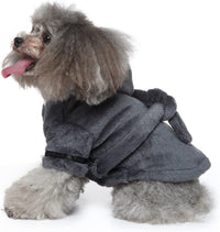 Pet Bathrobe Dog Pajama, Thickened Hooded - Grey / Small - image 4