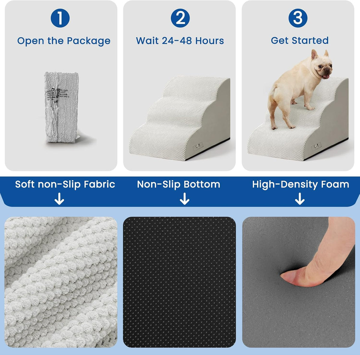 Dog Stairs for Small Dogs & Cats - Light Grey / 3 - image 4