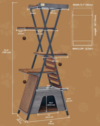 72.4" Modern Cat Tree for Indoor Cats, Multi-Level Cat Condo – Essentials for Cats - Dack Gray - image 4
