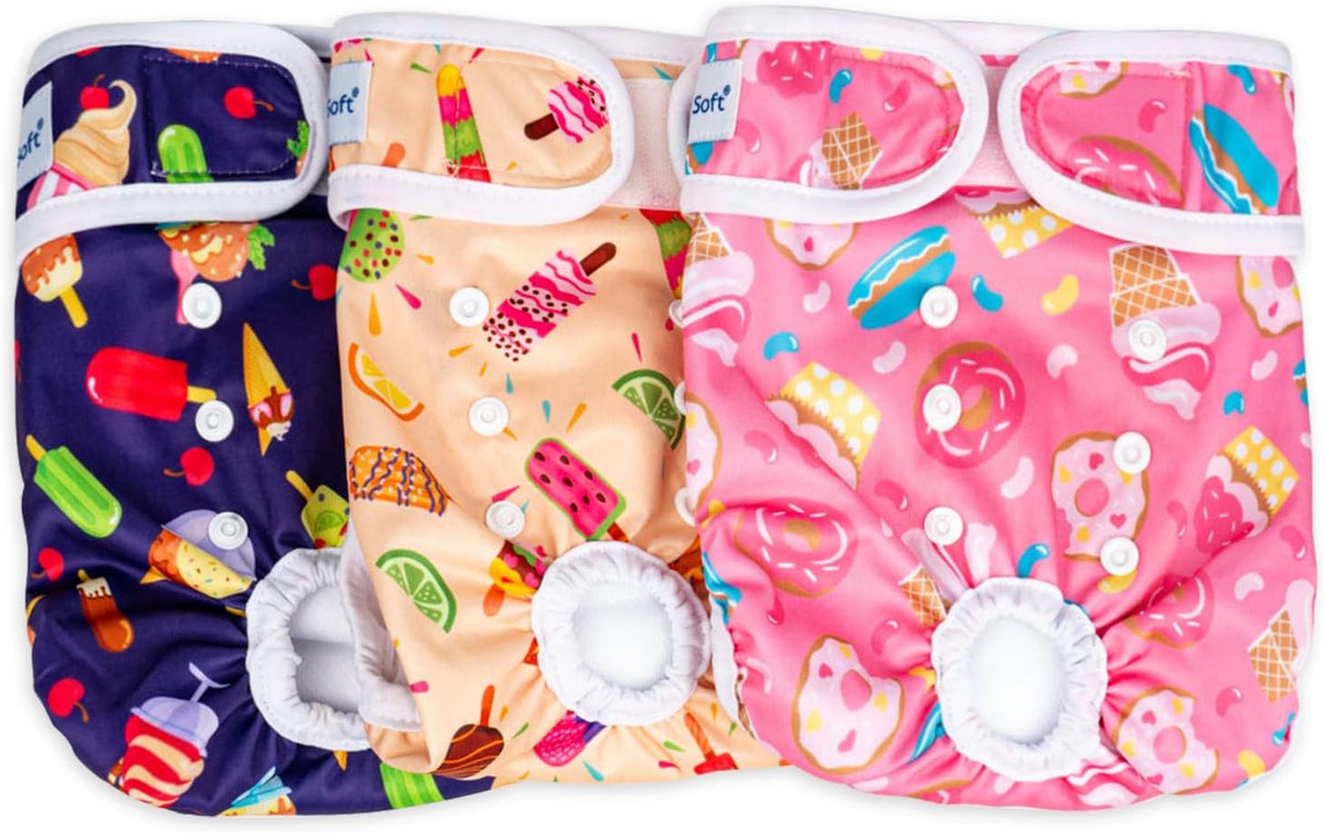 Pet Soft Female Dog Diapers, Puppy Diapers - Food / Large:19''-25''