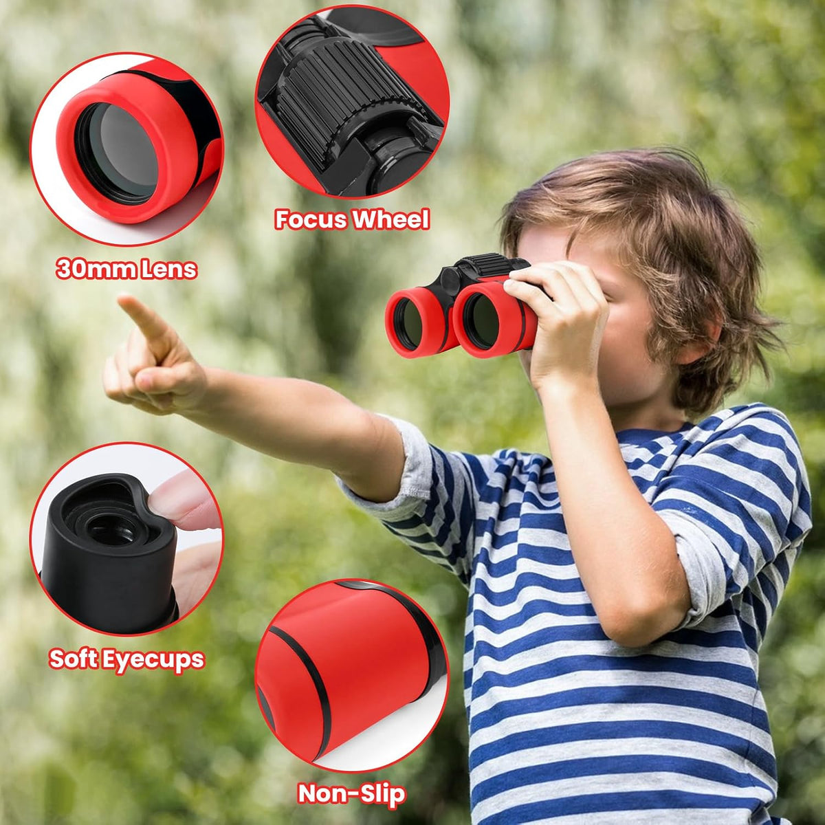 Dr. Anison kids binoculars set in blue with canvas bag and neck strap - view 13