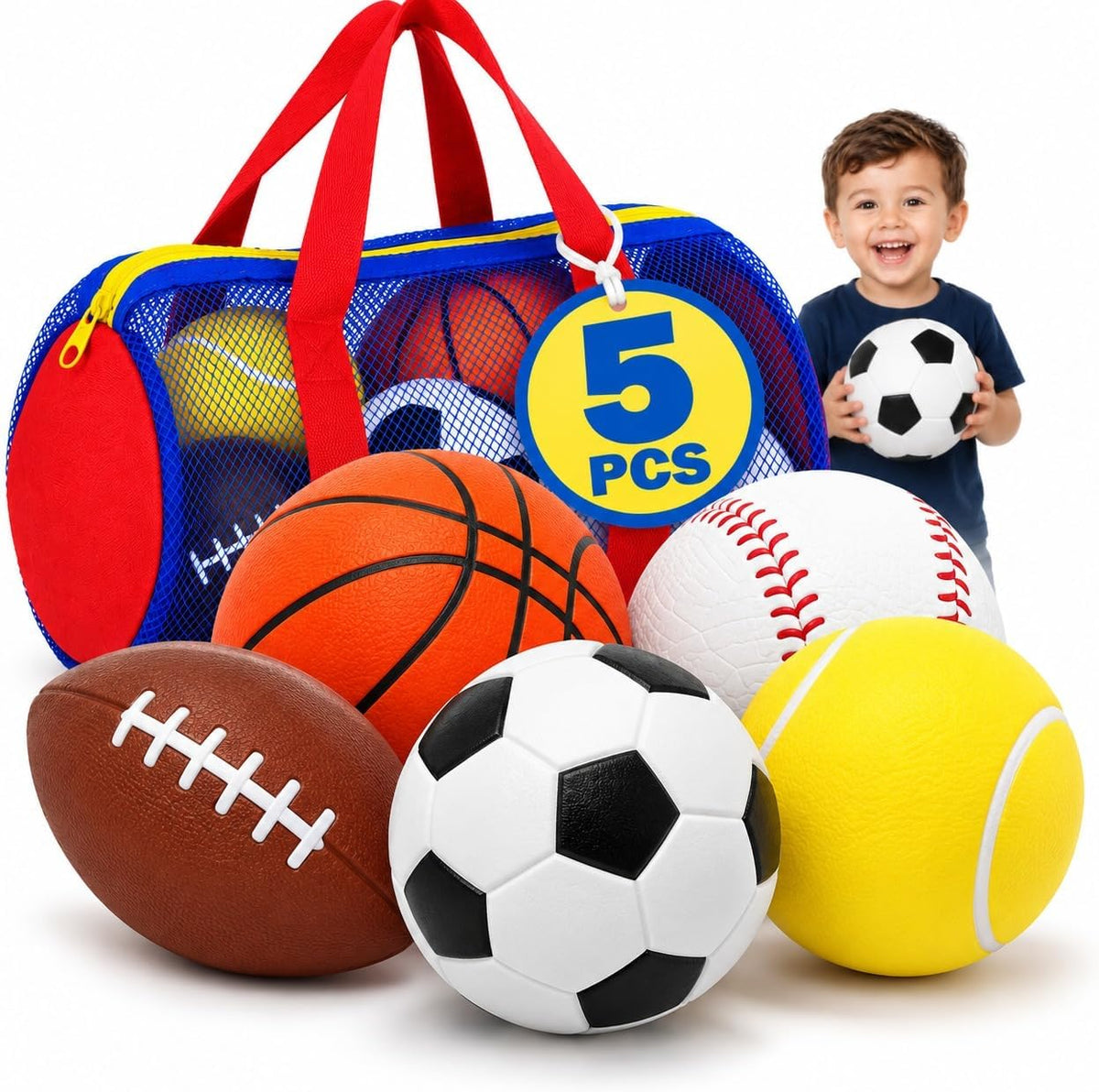 5 Pack Balls for Toddlers 1-3
