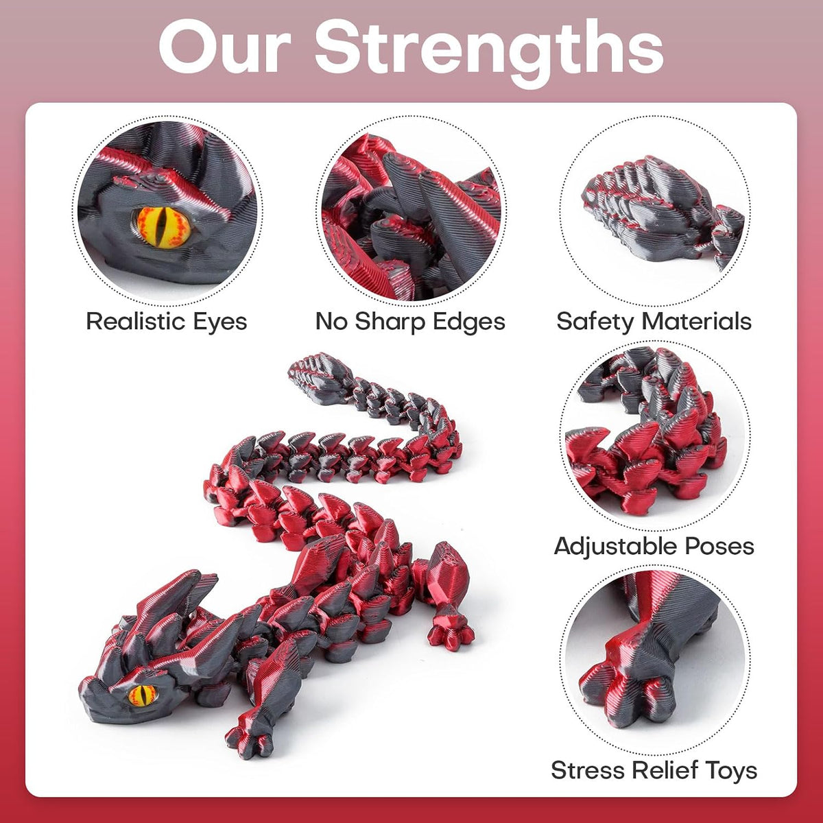 3D Printed Dragon Eggs with Dragon Inside - Black Red - image 3