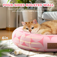 Zerbuger 20in Pink Round Dog Bed Sofa for Dogs Cats - Pink Pattern / Small - image 2