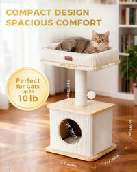 29" Small Cat Tree, Boho Wood Cat Tower with Sisal Scratching Post – Essentials for Cats - Ash Wood Finish / Small - image 2