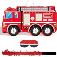 Aoriher Construction Dump Truck Excavator Piñata with Blindfold Bat – Fun for Kids & Family - Firefighter
