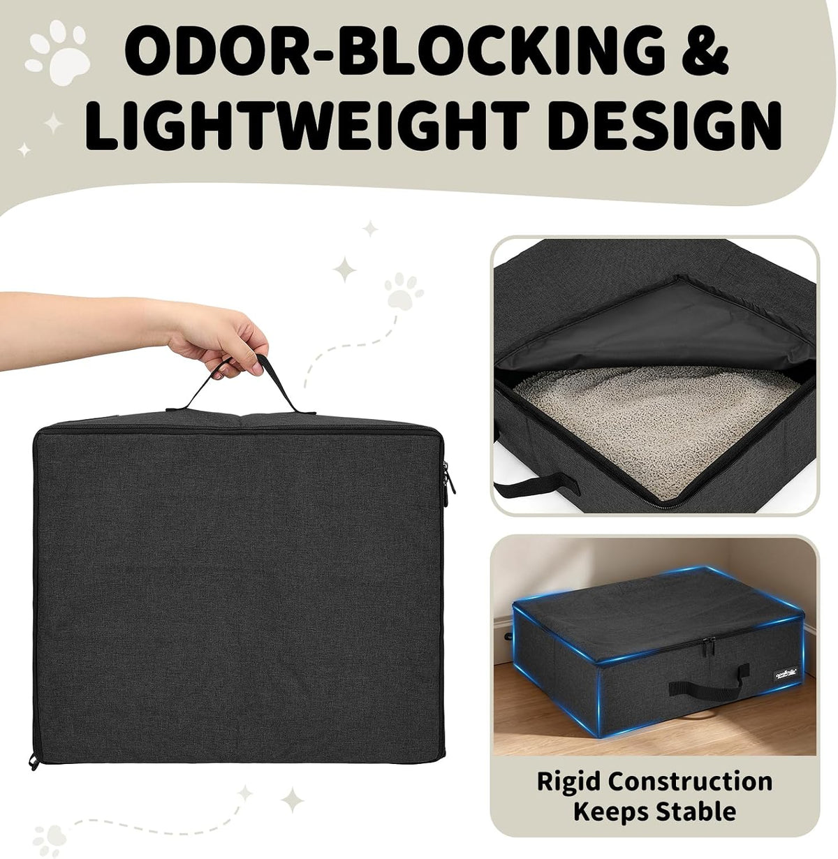 apollo walker Portable Cat Litter Box With Waterproof bag and Lid - Black / Small - image 3