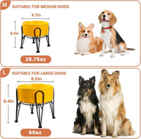 Elevated Dog Bowls, Ceramic Raised Dog Bowl Set with Anti-Slip and Non-Tip Metal Stand, 2 Pack Pet - Yellow / 7.6 Cups | 2 Pack | For Large Dogs - image 3