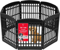 IRIS USA 4-Panel Dog Playpen, Pet Enclosure - Black / 8 Panel – 34" H