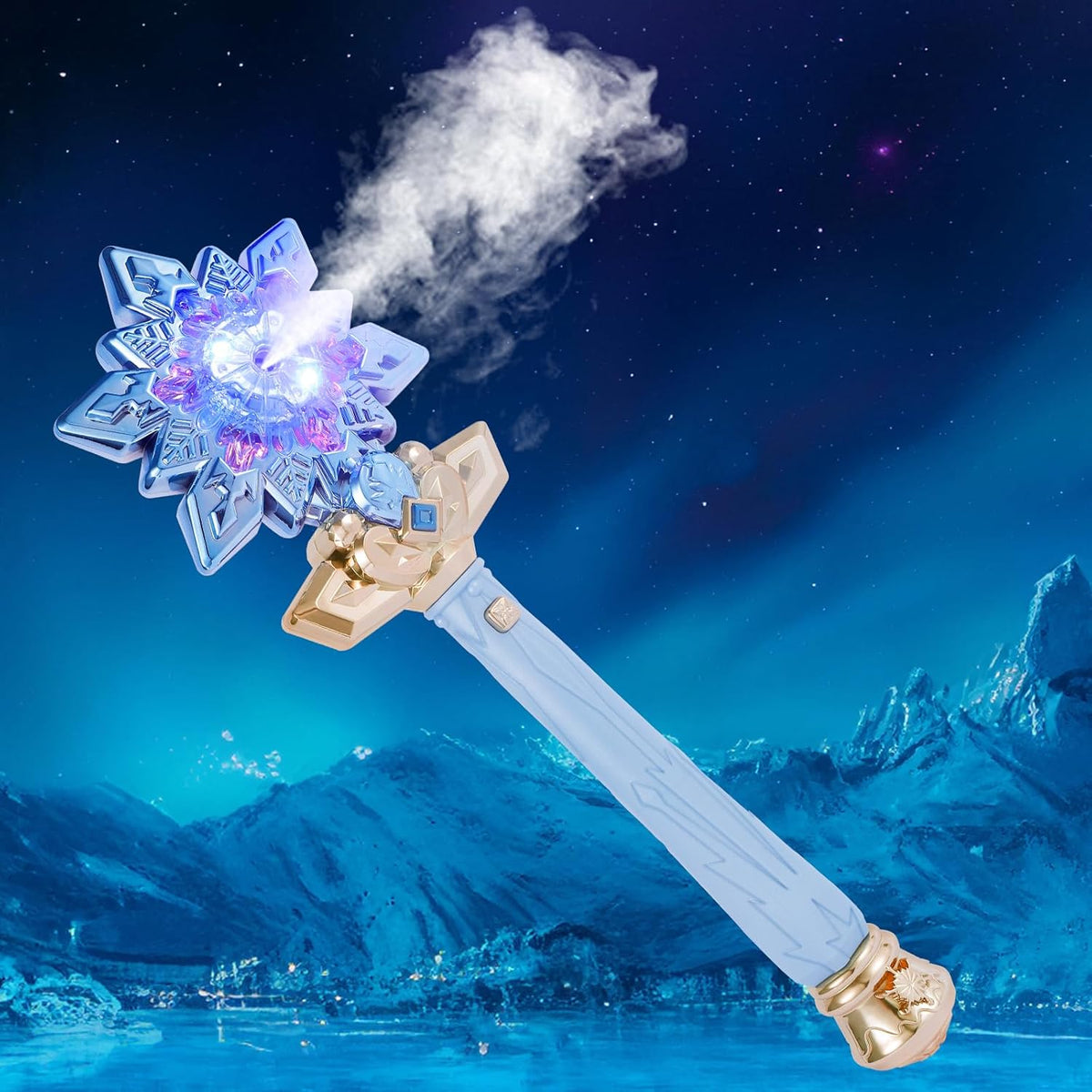 CharmRegion blue light up snowflake wand with water mist and sound buttons - view 2