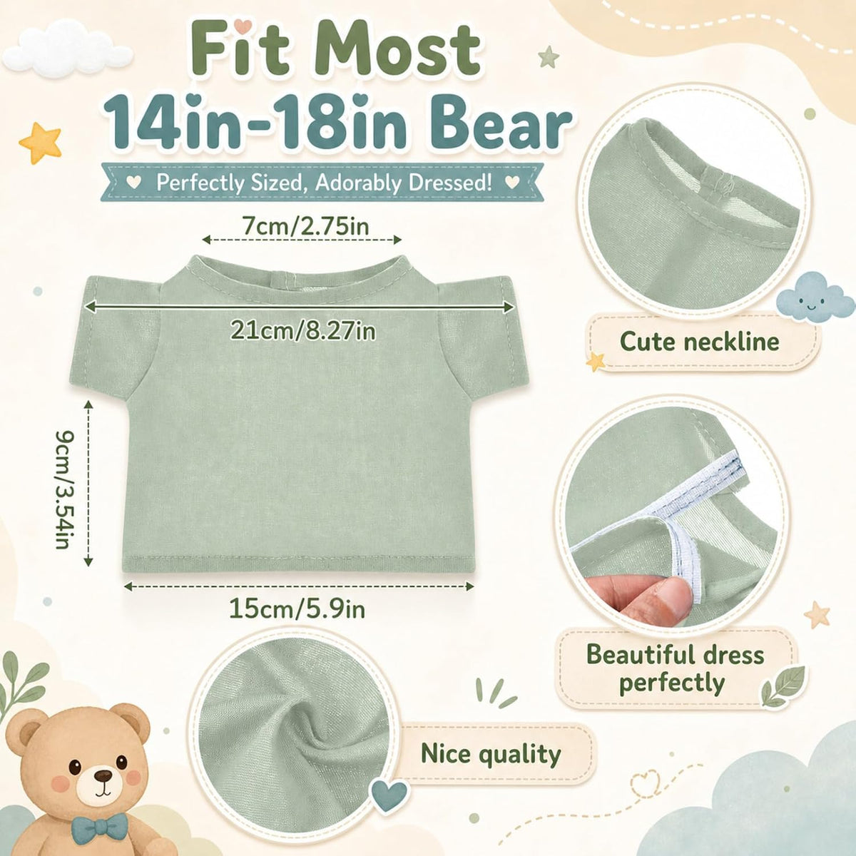 Jecery 8 piece stuffed bear shirts in assorted colors for sublimation - view 7