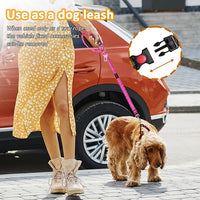 Removable Dog Seat Belt Harness for Car, 3 in 1 Pet Dog Car Seatbelt Leash, Retractable Restraint Secures to Vehicle Headrest & Adjustable Reflective Bungee Dog Seatbelt Tether, Rose and Black