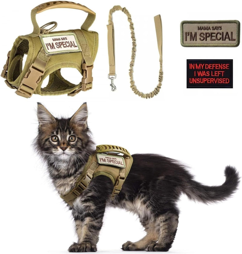 Tactical Cat Harness and Leash Set for Walking Escape Proof