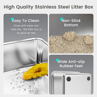 Tripamin 15”Stainless Steel Cat Litter Box Enclosure - Translucent Black / XX-Large #2 - image 4