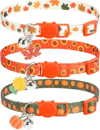 PUPTECK Halloween Cat Collar Breakaway with Bells, Kitten Outfit – Essentials for Cats - Orange / NECK (7.87"-11.8")