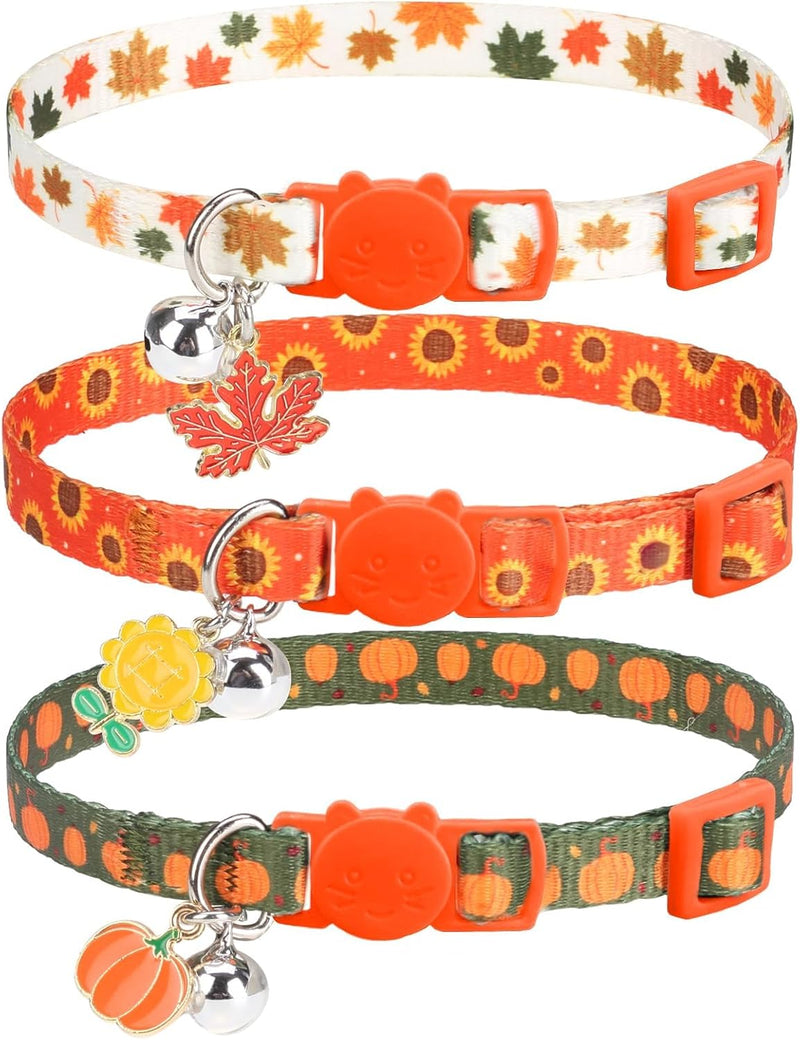 PUPTECK Halloween Cat Collar Breakaway with Bells, Kitten Outfit – Essentials for Cats - Orange / NECK (7.87"-11.8")