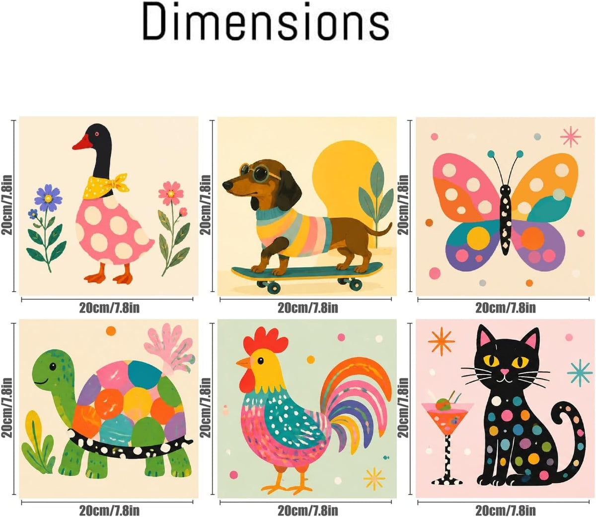 FQOVKYN 4 pack paint by number kit for kids with cute animal 8x8 canvases - view 15