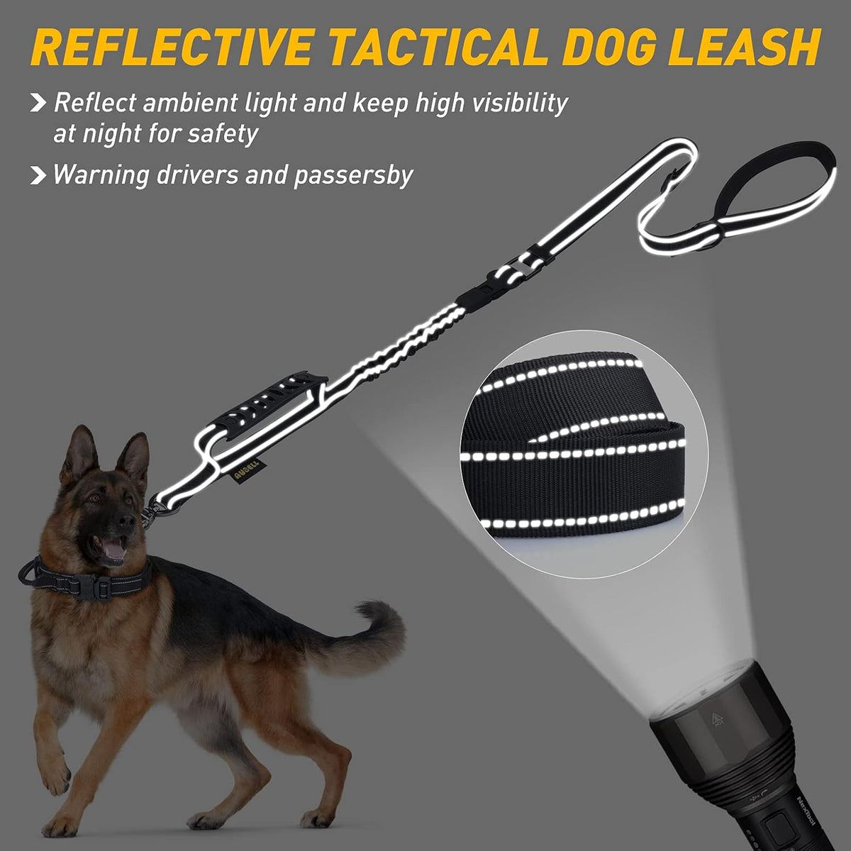 AUBELL Tactical Dog Leash Heavy Duty - Black - image 3