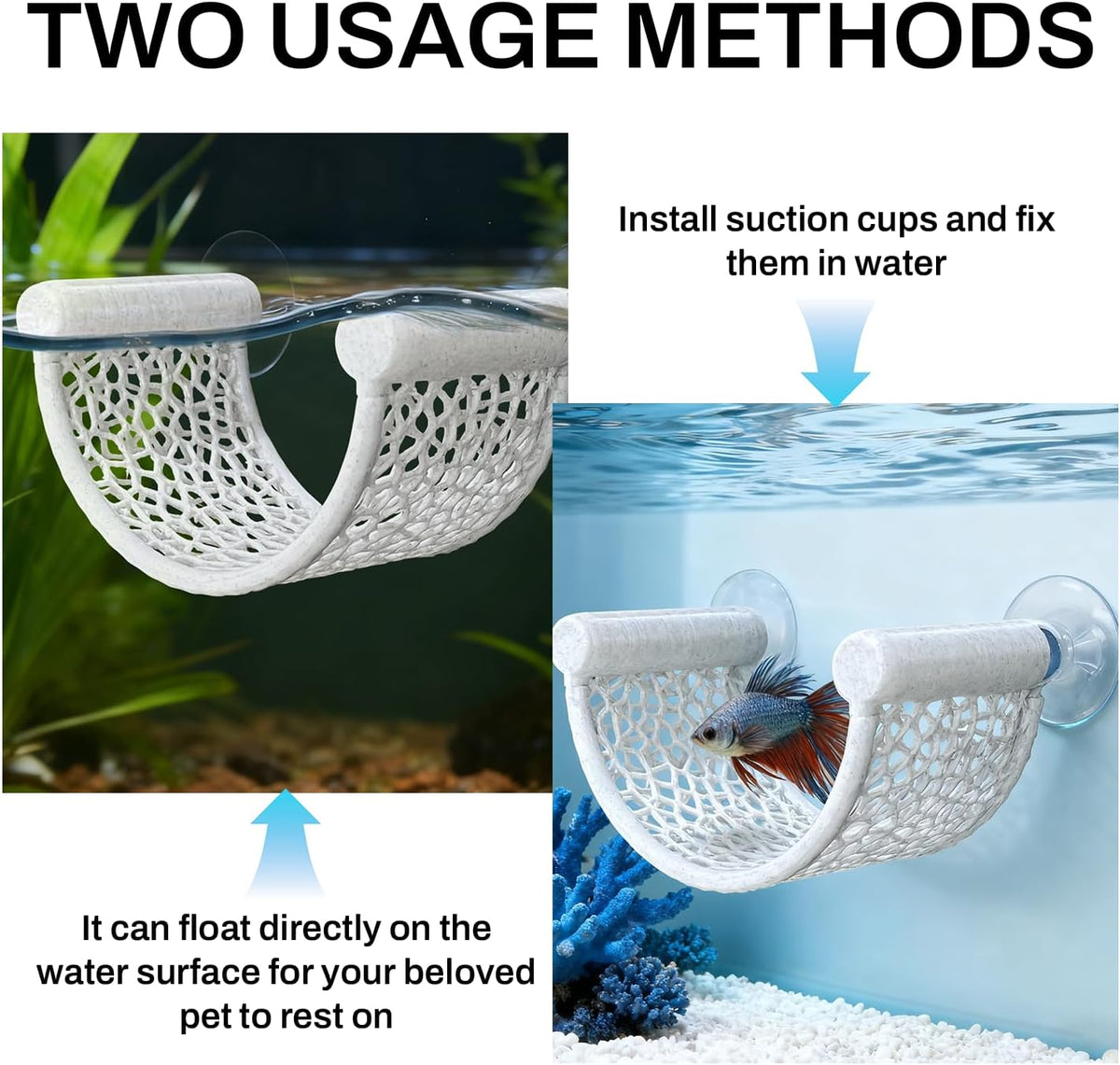 Betta Fish Hammock, White Floating Resting Leaf with Suction Cup - White - image 4