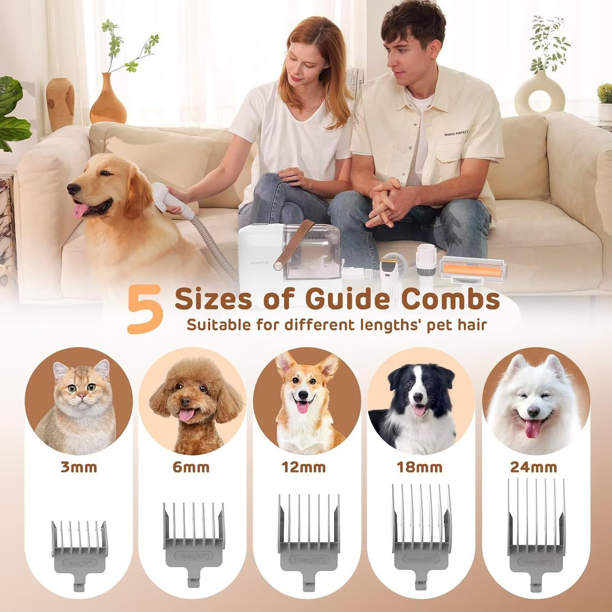 HEAPETS Dog Grooming Vacuum Kit - White - image 3
