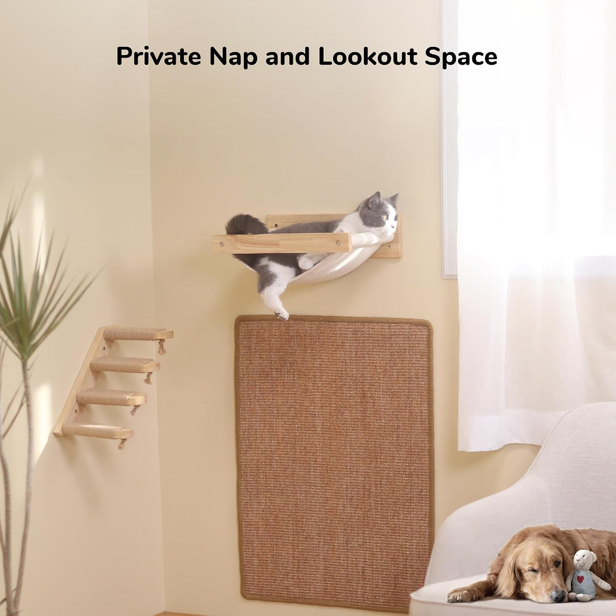 FUKUMARU Wall Mounted Cat Hammock – Essentials for Cats - M-Black Stripe - image 4