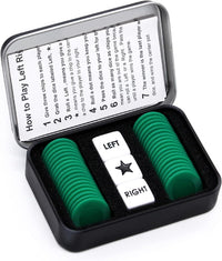 Bilywey Left Right Dice Game Set with 3 Dices + 36 Black Chips – Fun for Kids & Family - Green