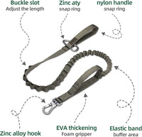 Excellent Elite Spanker Tactical Bungee Dog Leash Military Adjustable Dog Leash Quick Release Elastic Leads Rope with 2 Control Handle(Ranger Green)