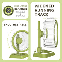 Hamster Wheel, Quiet Spinner Hamster Running Exercise Wheel with Adjustable Stand for Small Animals - Green / Medium(7.6 inch) - image 2