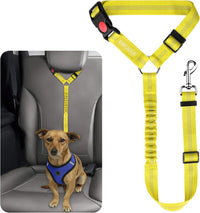 Dog Seat Belt for Car, Headrest Restraint Safety Lead, Dogs Cats – Essentials for Dogs - Yellow / Elastic
