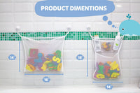2 x Mesh Bath Toy Organizer + 8 Ultra Strong Hooks - White x2 - image 2