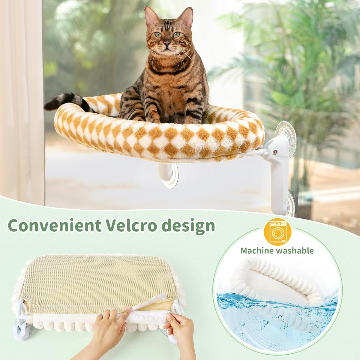 Sunhoo Foldable Cat Window Perch - Brown / 23.62"L x 11.8"W x 9.45"TH - image 3