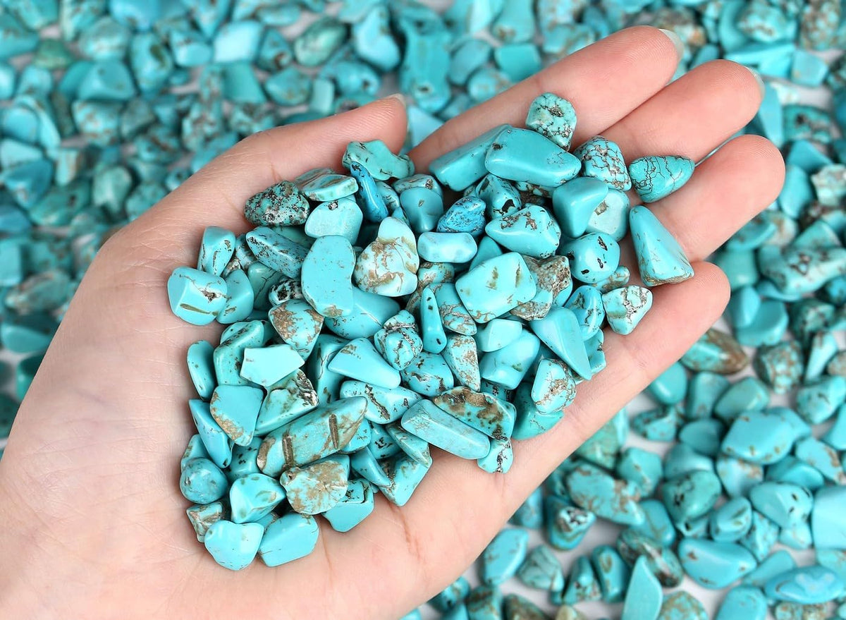 LAIDANLA Rose Quartz Crushed Stone Crystal Chips Bulk - Turquoise / 1 Pound-（0.28"-0.35"） - image 2