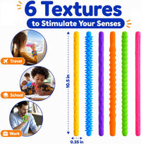KLT silicone fidget sticks 6-pack in bendable textured colors - view 6