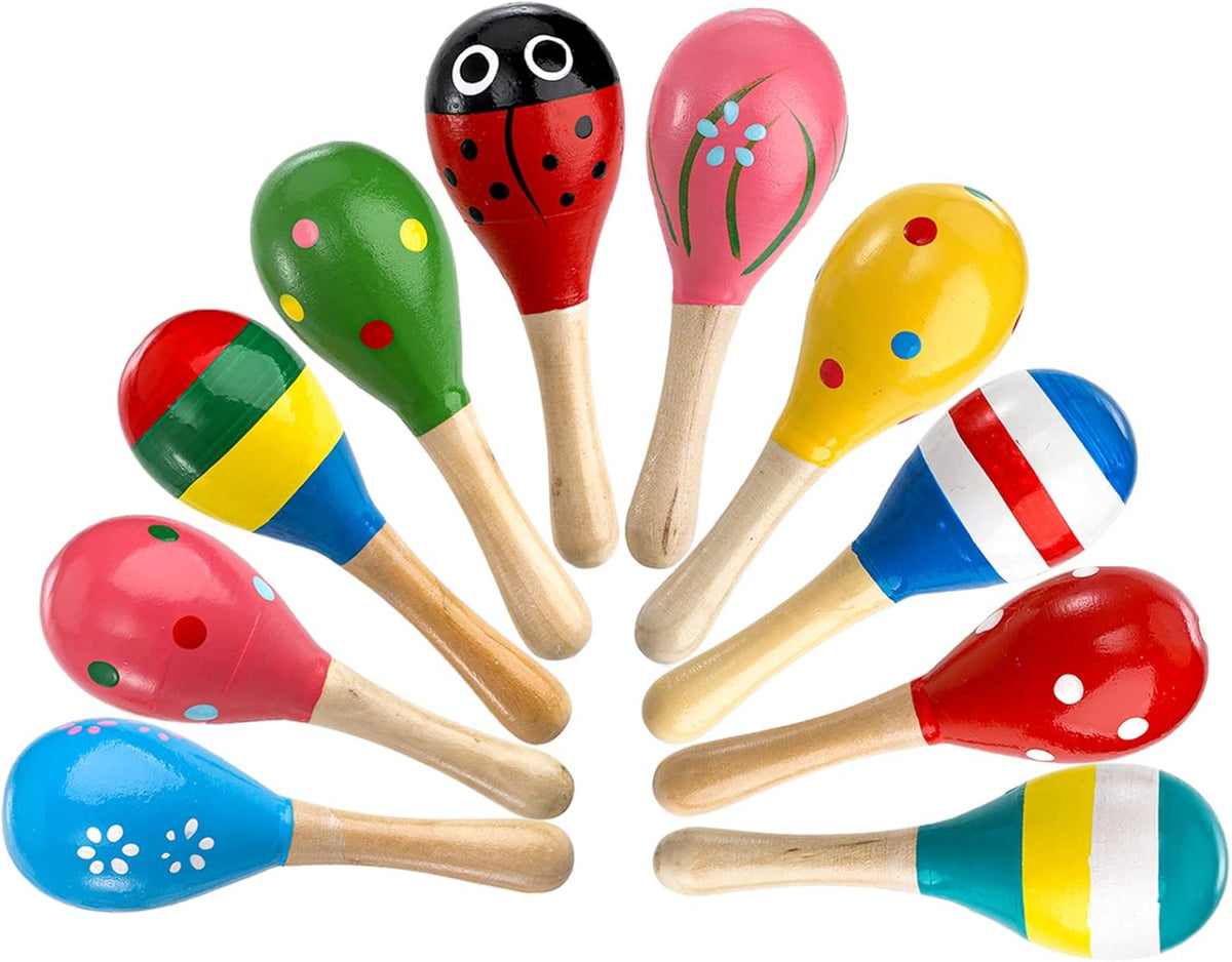 Hedume 20 painted mini wooden maracas in ten styles - view 2