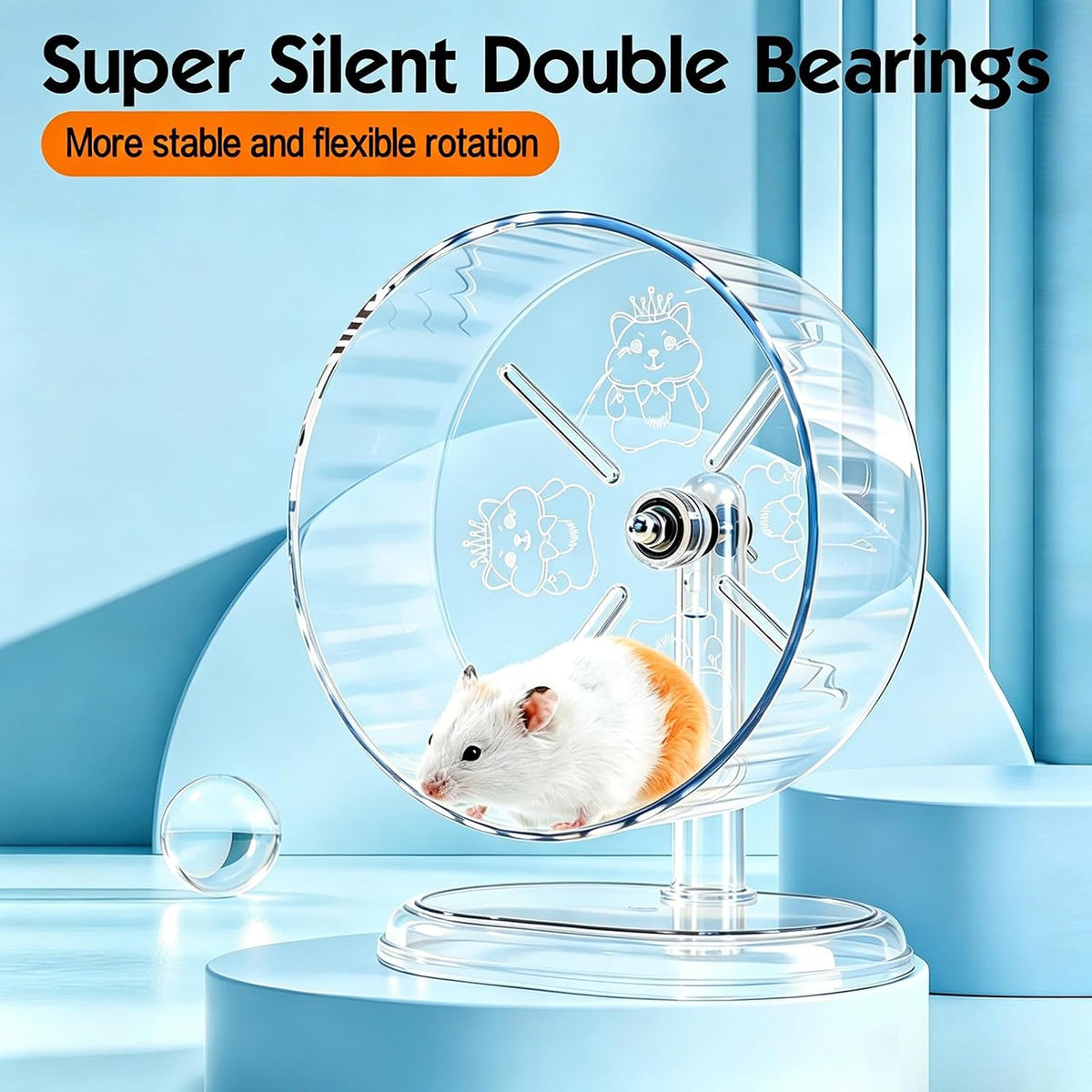 Hamster Wheel, Super Silent Hamster Exercise Wheels - Transparent / Ф9.5 inch - image 4