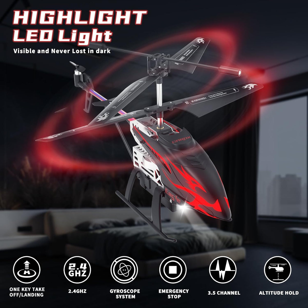 CYLION Night Eagle remote control helicopter for kids with colorful LED lights - view 4