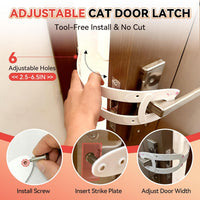 TGIOW Cat Door Latch with Stabilizer, Keep Door Open 2.5-6.5" - 2pcs-white - image 3