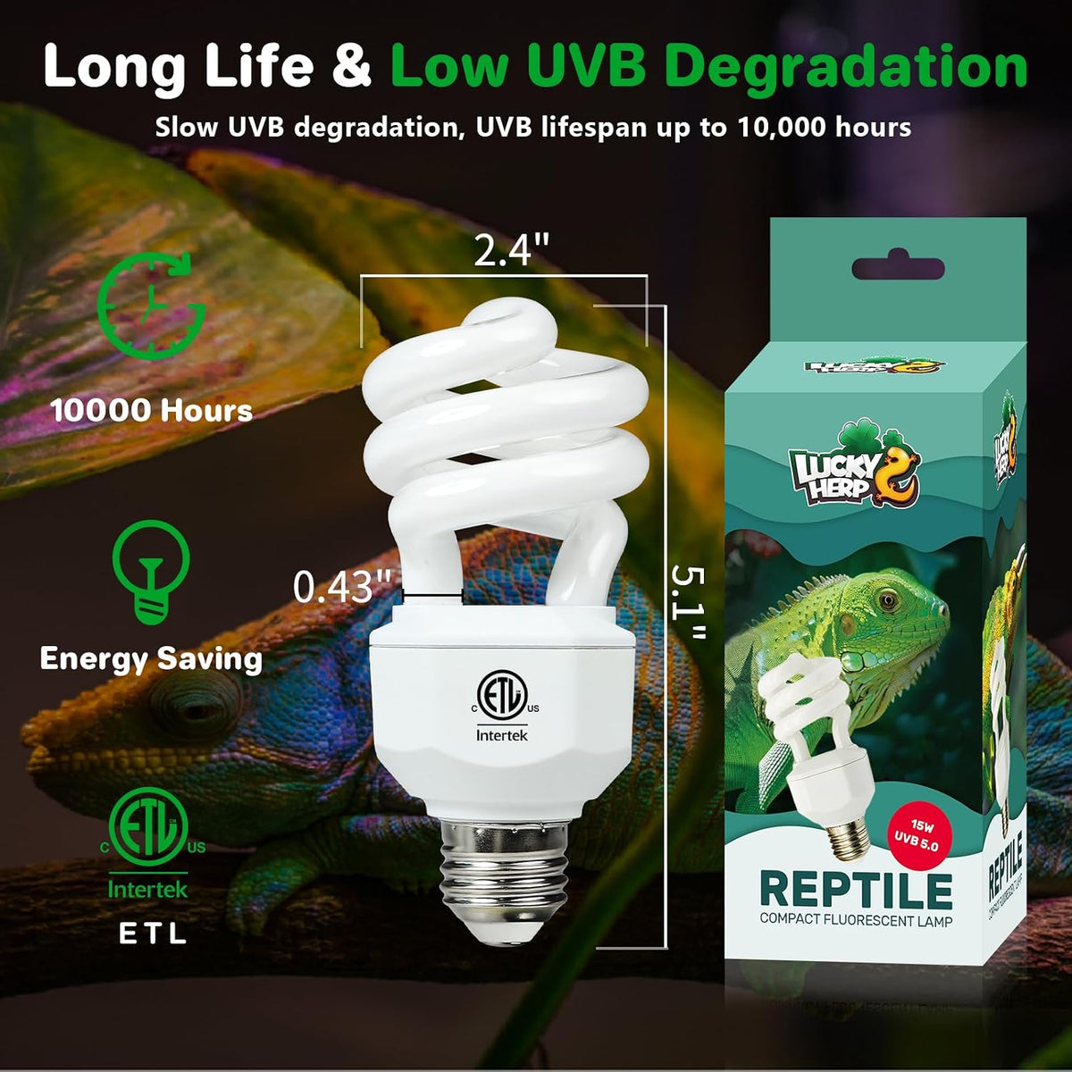 LUCKY HERP UVA UVB Reptile Light 10.0 - UVB5.0 15W - image 4