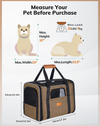 Morpilot Cat Carrier Soft for Large Medium Cats and Puppy up to – Essentials for Dogs - Brown / 17.3"L x 12.2"W x 13.4"H - image 3