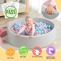 TRENDBOX Foam Ball Pit, 36" x 12" Indoor Soft Ball Pool for Kid，Light Grey – Fun for Kids & Family - Light Grey / 130CM - image 2
