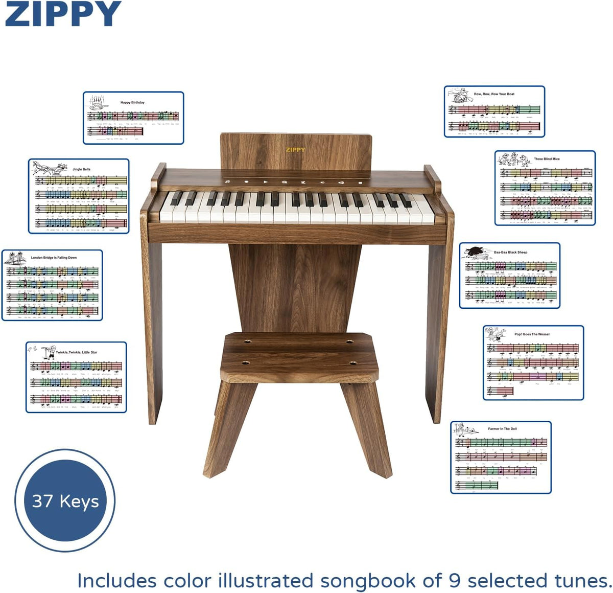 Kids Piano Keyboard, 37 Keys Digital Piano for Kids - Walnut Plus - image 4