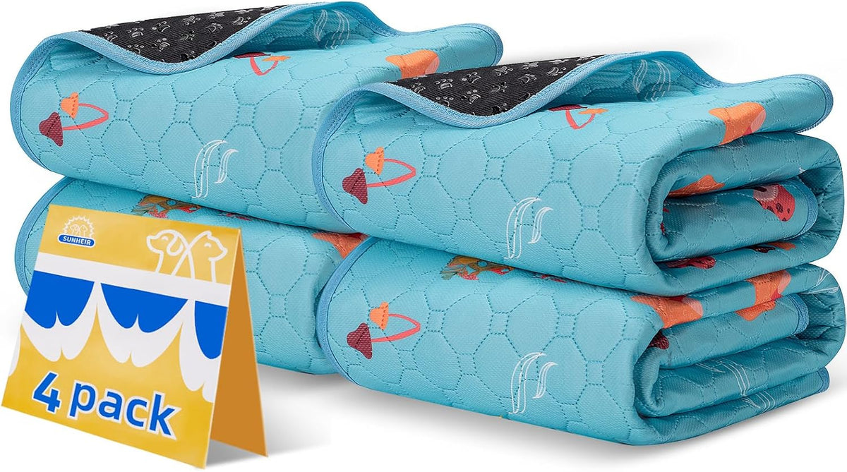 4 Pack Washable Pee Pads for Dogs - Blue / 18x24 Inch (Pack of 4)