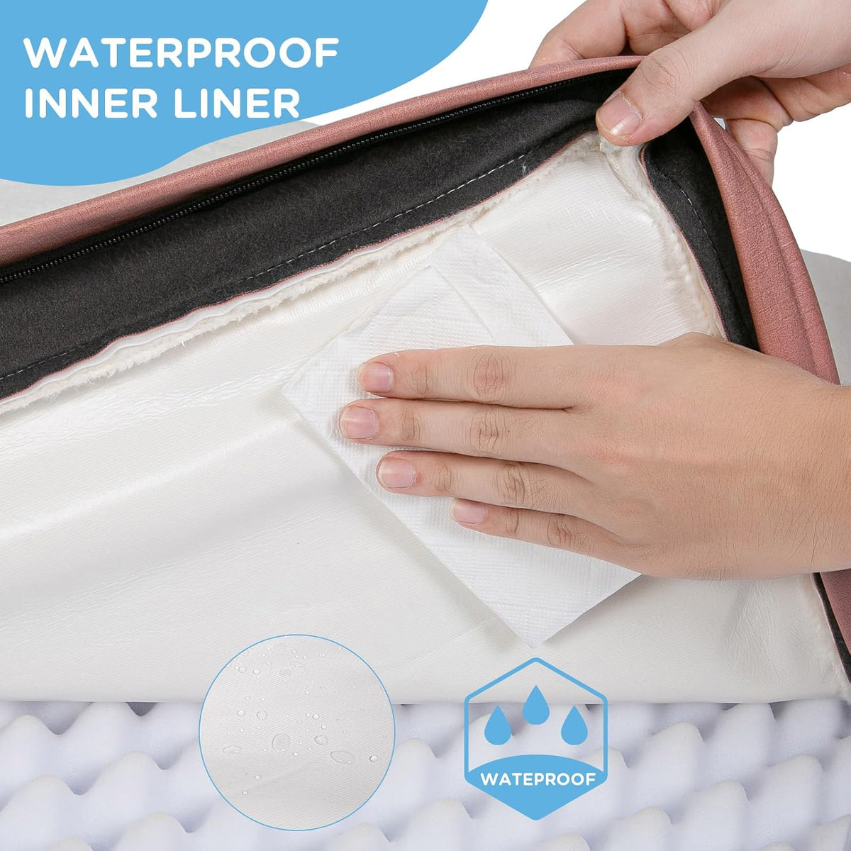 Washable Orthopedic Large Dog Bed with Removable Cover - Pink / 47.5"L x 29.0"W x 4.0"Th - image 2