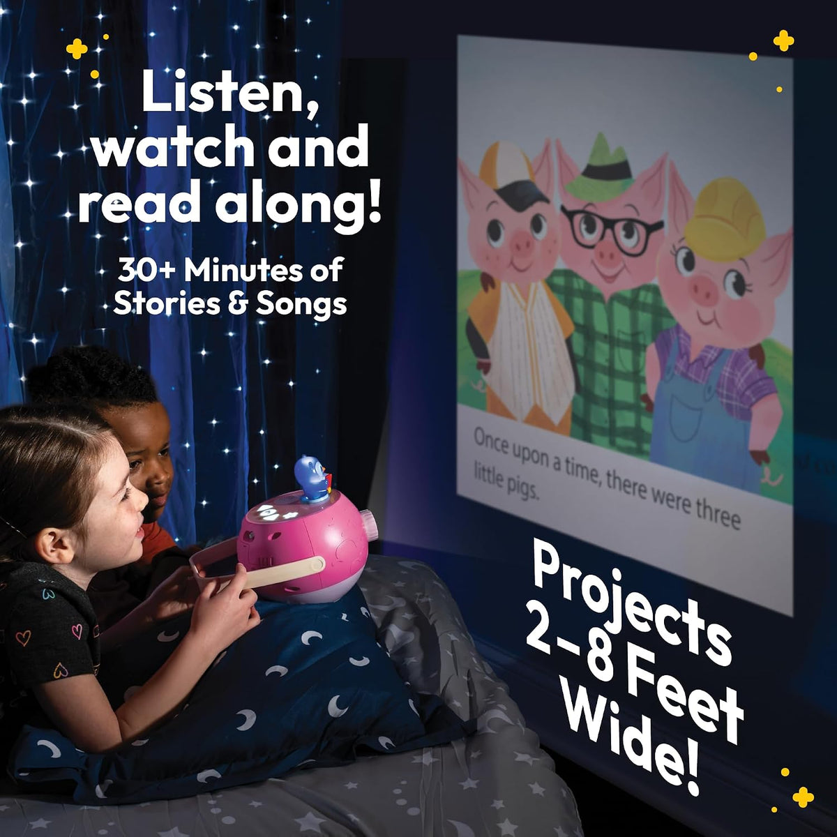 Kids Pink Book Projector, 5 Read Aloud Fairytale Stories - Pink Projector & Owl - image 2